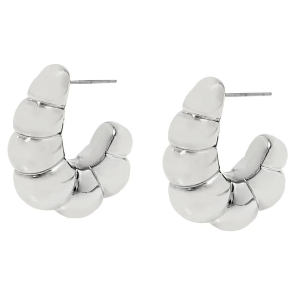 Steve Madden Rhodium Sculpted Sphere Hoop Earrings