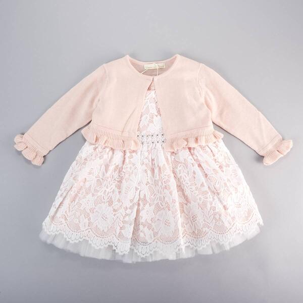 Baby Girl &#40;12-24M&#41; American Princess Lace Dress w/ Cardigan - image 