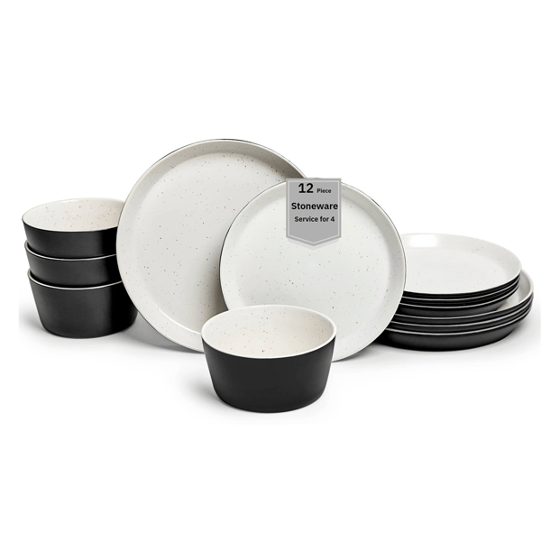 Sango Stockholm 12pc. Black/White Round Dinnerware Set - image 