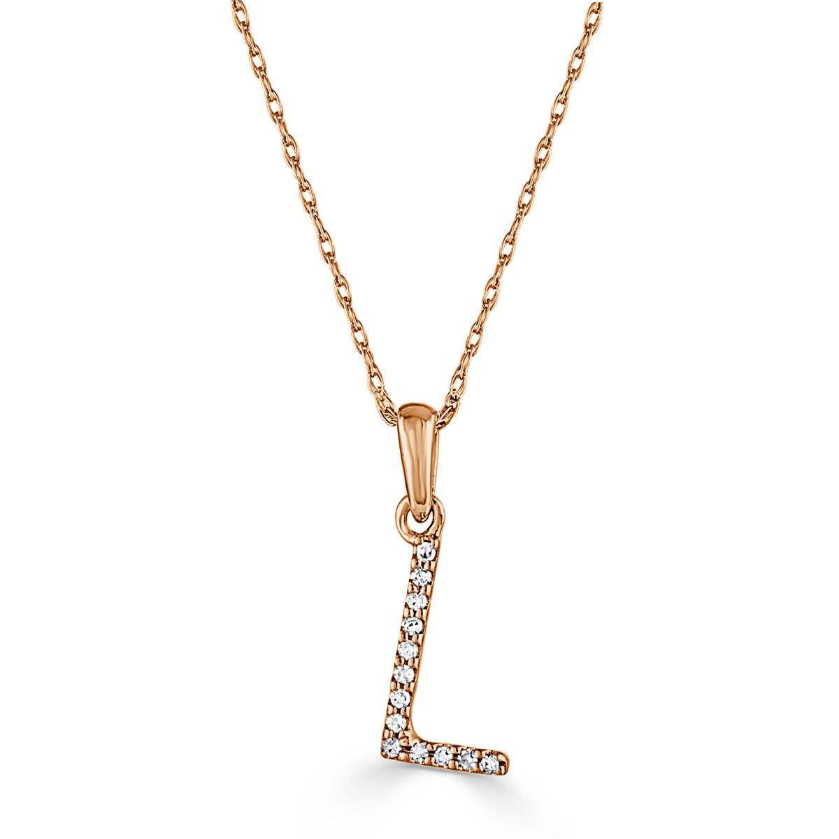 Diamond Classics™ 14kt. Rose Gold Initial L Letter...