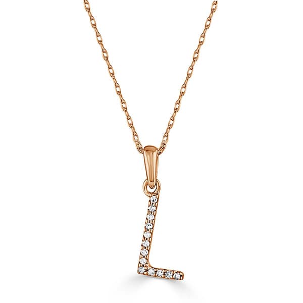 Diamond Classics&#40;tm&#41; 14kt. Rose Gold Initial L Letter Necklace - image 
