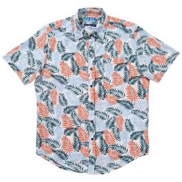 Young Mens VSTR Palm Leaves Stretch Button Down Shirt