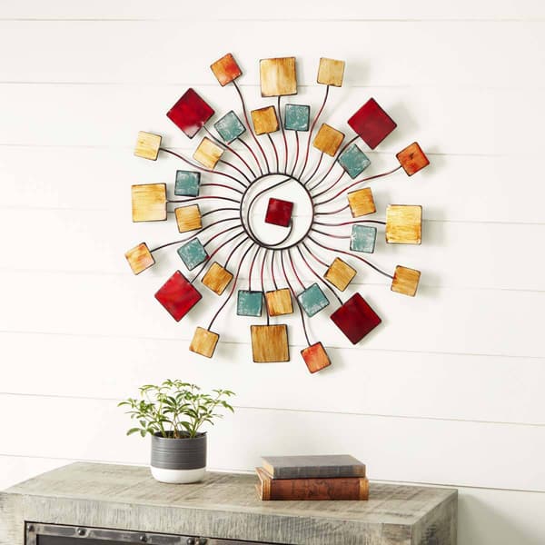 9th & Pike® Brown Modern Abstract Round Metal Wall Decor