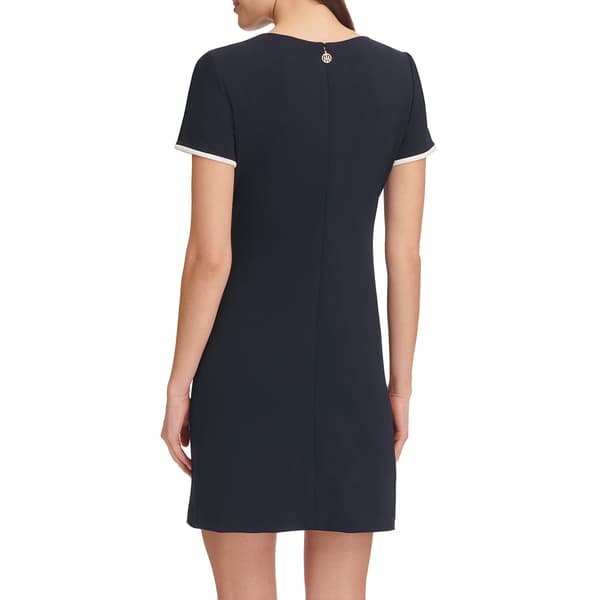 Womens Tommy Hilfiger Short Sleeve Trim Pocket Shift Dress