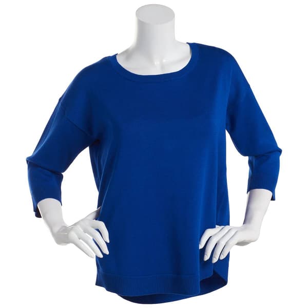 Womens Cable & Gauge 3/4 Sleeve Button Back Sweater - image 