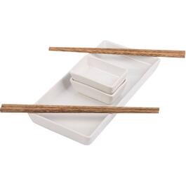 Home Essentials 3pc. White Sushi Set with 4 Chopsticks