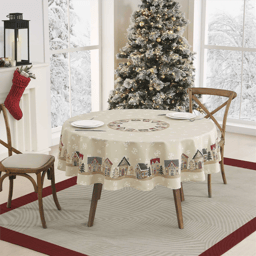 Avanti Linens Gingerbread Village Tablecloth
