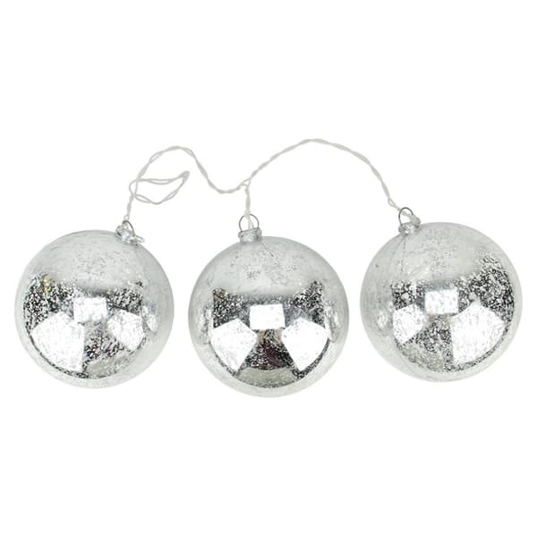 PENN 3pc. Lighted Mercury Glass Finish Christmas Ornaments - image 