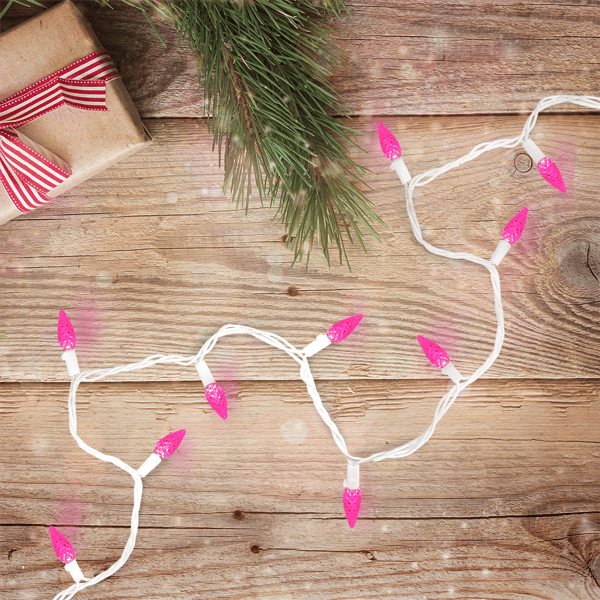 Northlight 22.5ft. LED C6 Faceted Pink Christmas Lights