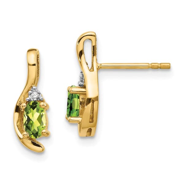 Gemstone Classics&#40;tm&#41; 14kt. Yellow Gold Oval Peridot Stud Earrings - image 