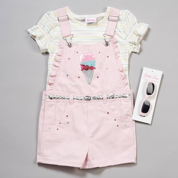 Girls (4-6x) Little Lass(R) 2pc. Stripe Tee & Ice Cream Jumper Set