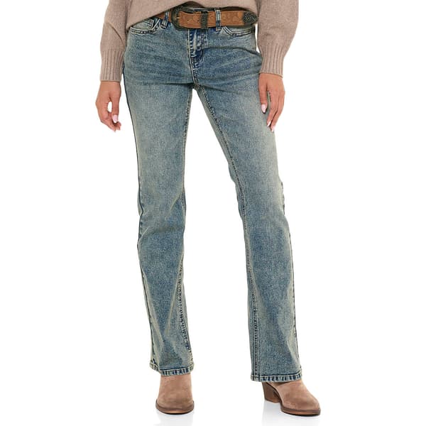 Juniors Madden Girl Brown Western Belted Boot Leg Jeans - image 