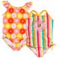 Girls &#40;7-12&#41; BTween&#40;R&#41; 2pk. One Piece Stripe & Floral Swimsuits - image 1