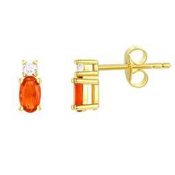 Oval Simulated Garnet January Birthstone Stud Earrings