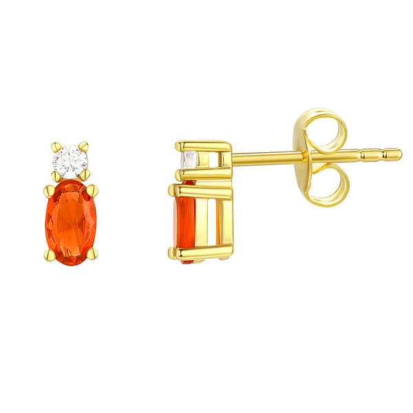 Oval Simulated Garnet January Birthstone Stud Earrings - image 