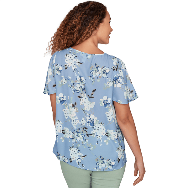 Womens Emaline Seabreeze Essence Keyhole Neck Floral Blouse