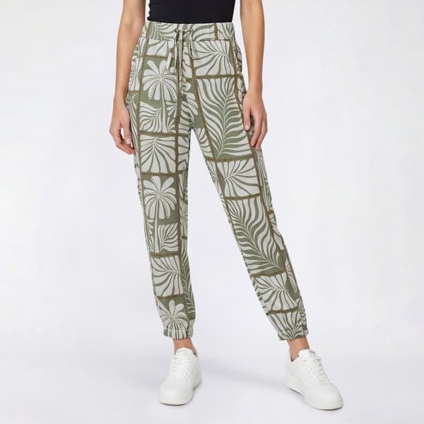 Petite Robert Louis Pull On Tie Waist Palm Tree Silky Knit Jogger