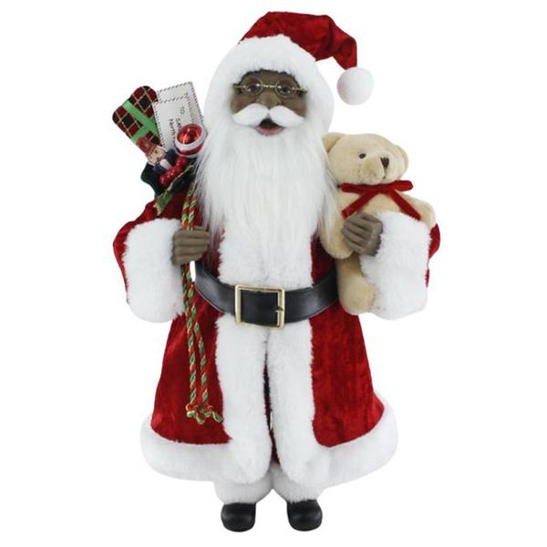 Windy Hill Black Traditional Santa with Bear & Sack - image 