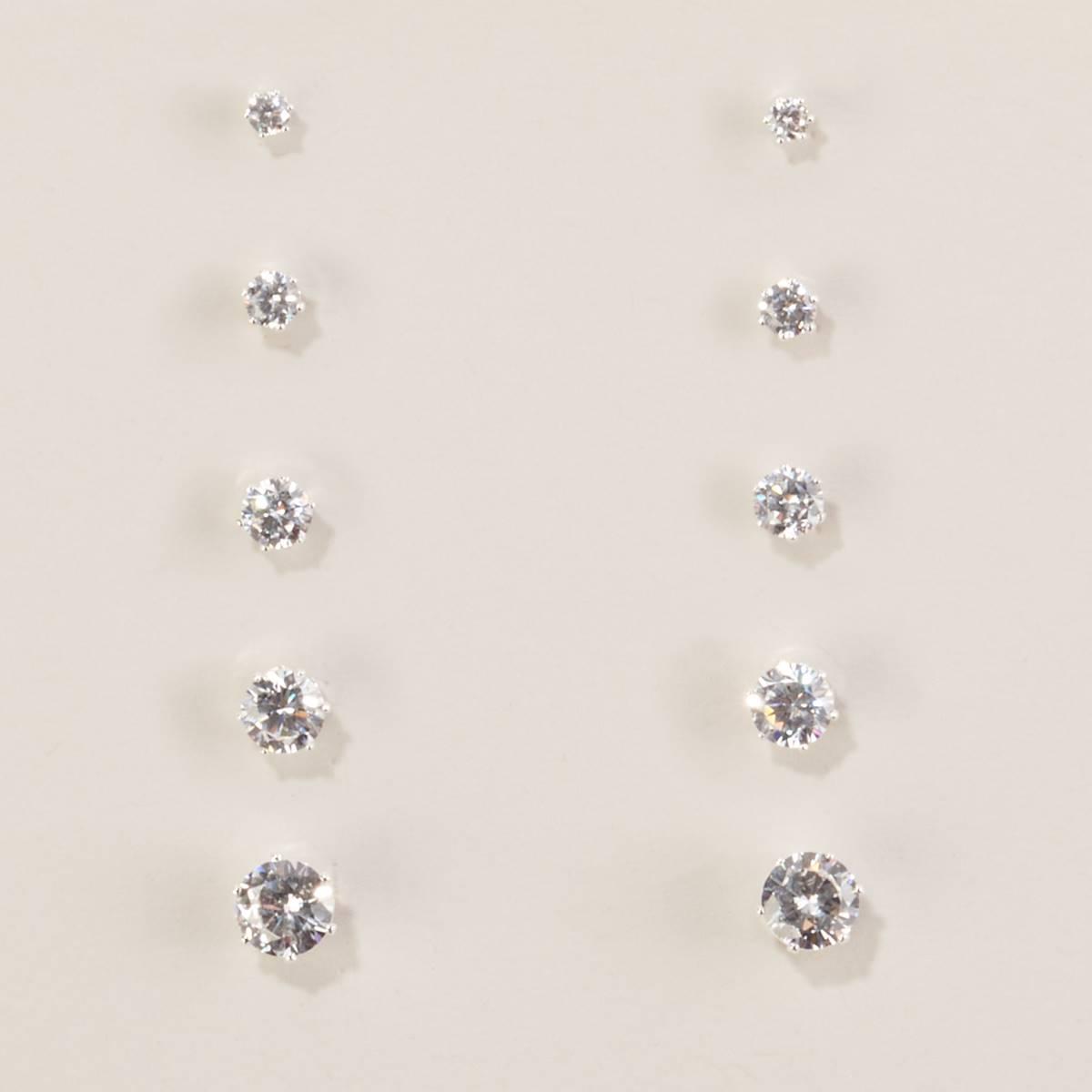Design Collection 5pc. Silver-Tone CZ Stud Earrings