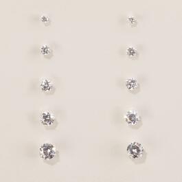 Design Collection 5pc. Silver-Tone CZ Round Stone Stud Earrings