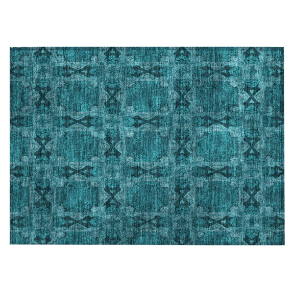 HomeRoots Floral Medallion Non Skid Indoor Outdoor Accent Rug
