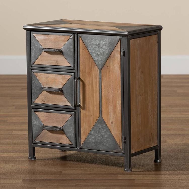 Baxton Studio Laurel Oak Brown Wood 3-Drawer Storage Cabinet