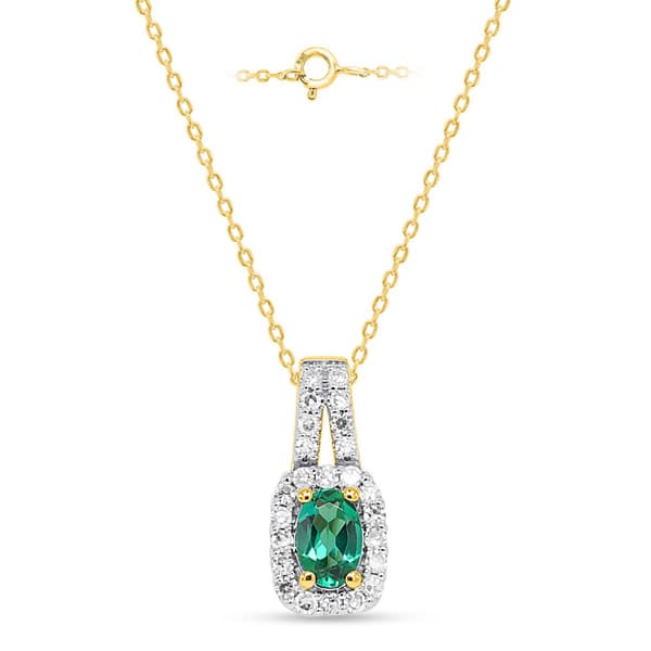 Gemstone Classics(tm) Created Emerald Lab Grown Diamond  Pendant - image 