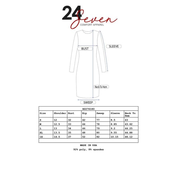 Womens 24/7 Comfort Apparel Midi A-Line Dress With Pocket