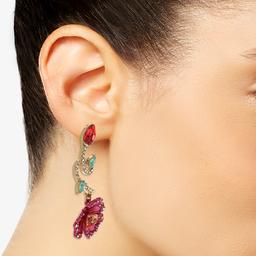 Betsey Johnson Opulent Floral Mismatch Drop Earrings