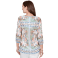 Womens Ruby Rd. Seas The Day 3/4 Sleeves Coastal Ocean Blouse - image 1