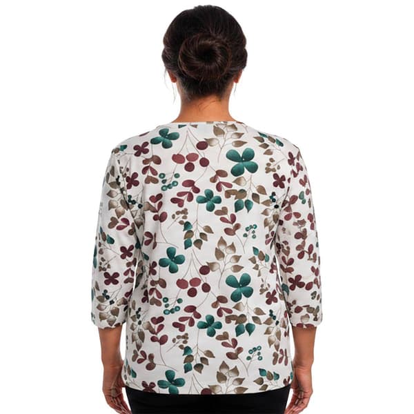 Petite Hasting & Smith 3/4 Sleeve Spring Leaf Split Neck Tee