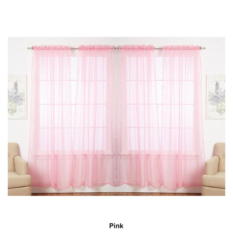 J&V Textiles Sheer Rod Pocket Curtain Panels