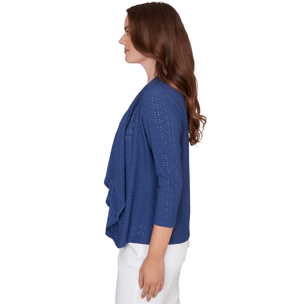 Petite Hearts of Palm Smooth Sailing Eyelet Cascade Cardigan