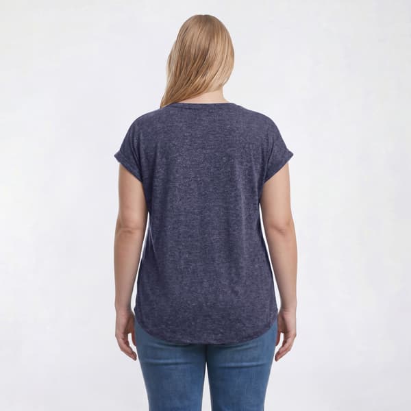 Plus Size Tru Self Short Dolman Sleeve Hacci Sunflower Vase Tee