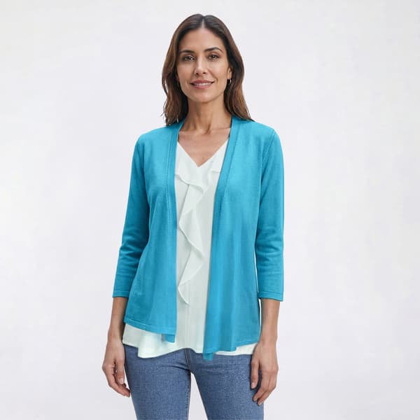 Womens Kasper Long Sleeve Open Front A-Line Cardigan