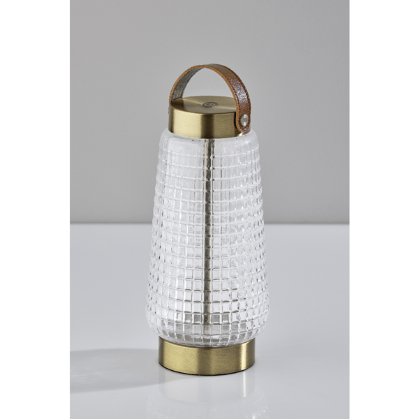 Adesso Samara Cordless LED Tall Table Lantern with Glass Shade