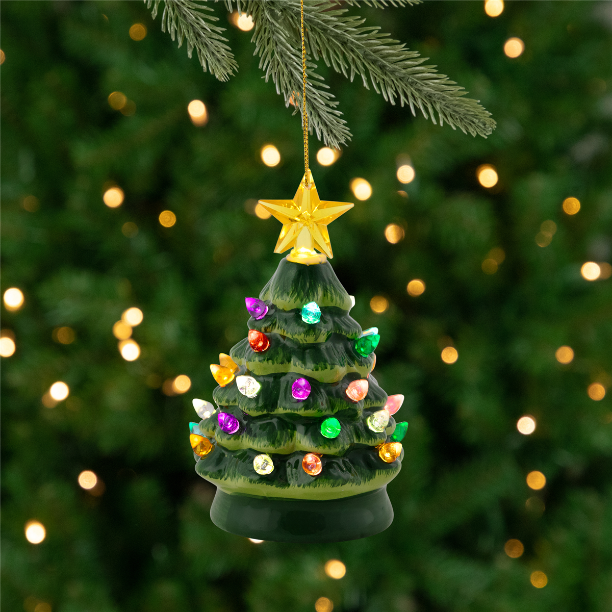 Northlight Mini LED Retro Green Christmas Tree with Star Ornament