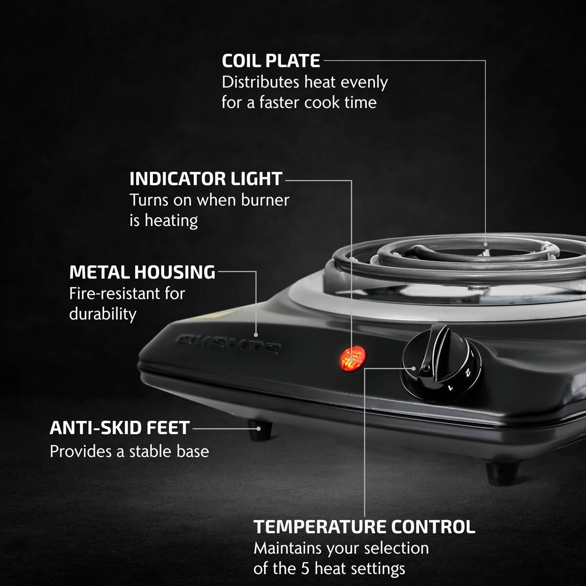 Ovente Electric Single Coil Burner 6in. Hot Plate Cooktop - Black