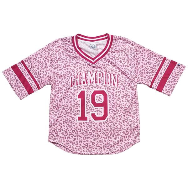 Girls (7-16) Champion(R) V-Neck Leopard Football Top - image 