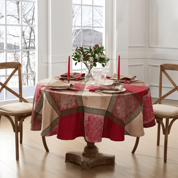 Threadmade Prestige Poinsettia Jacquard Tablecloth