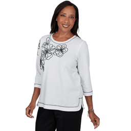 Womens Alfred Dunner Weekend Warrior Floral Embroidery Blouse