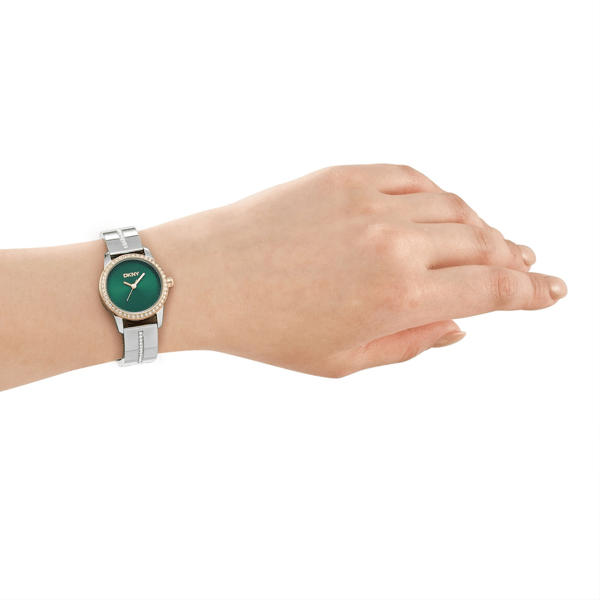 Womens DKNY Green Dial Half Bangle Two-Tone Watch - DK1L160M0065