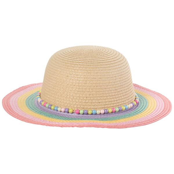 Girls Capelli&#40;R&#41; New York Multi-Stripe Beaded Floppy Sun Hat - image 