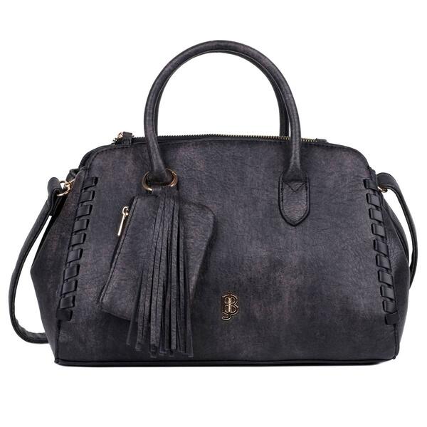 Julia Buxton Whip Stitch Vegan Leather Satchel Bag - image 
