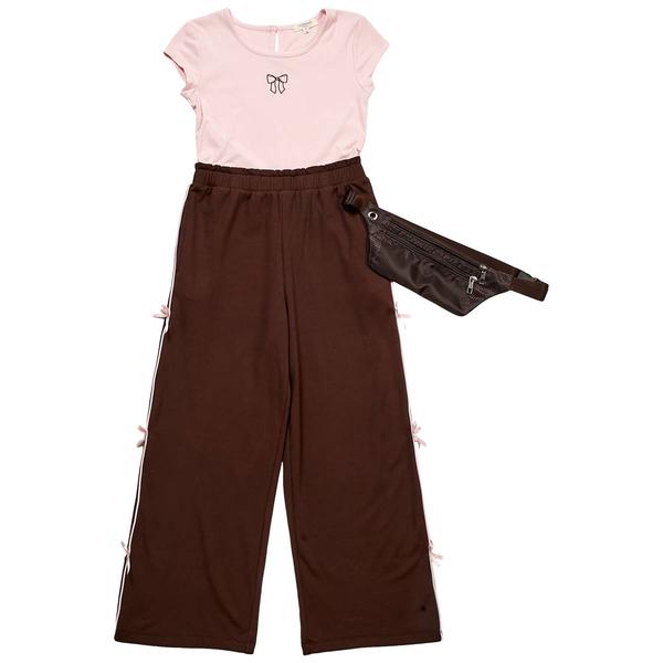 Girls (7-16) No Comment Wide Leg Bow Jumpsuit w/ Crossbody Bag