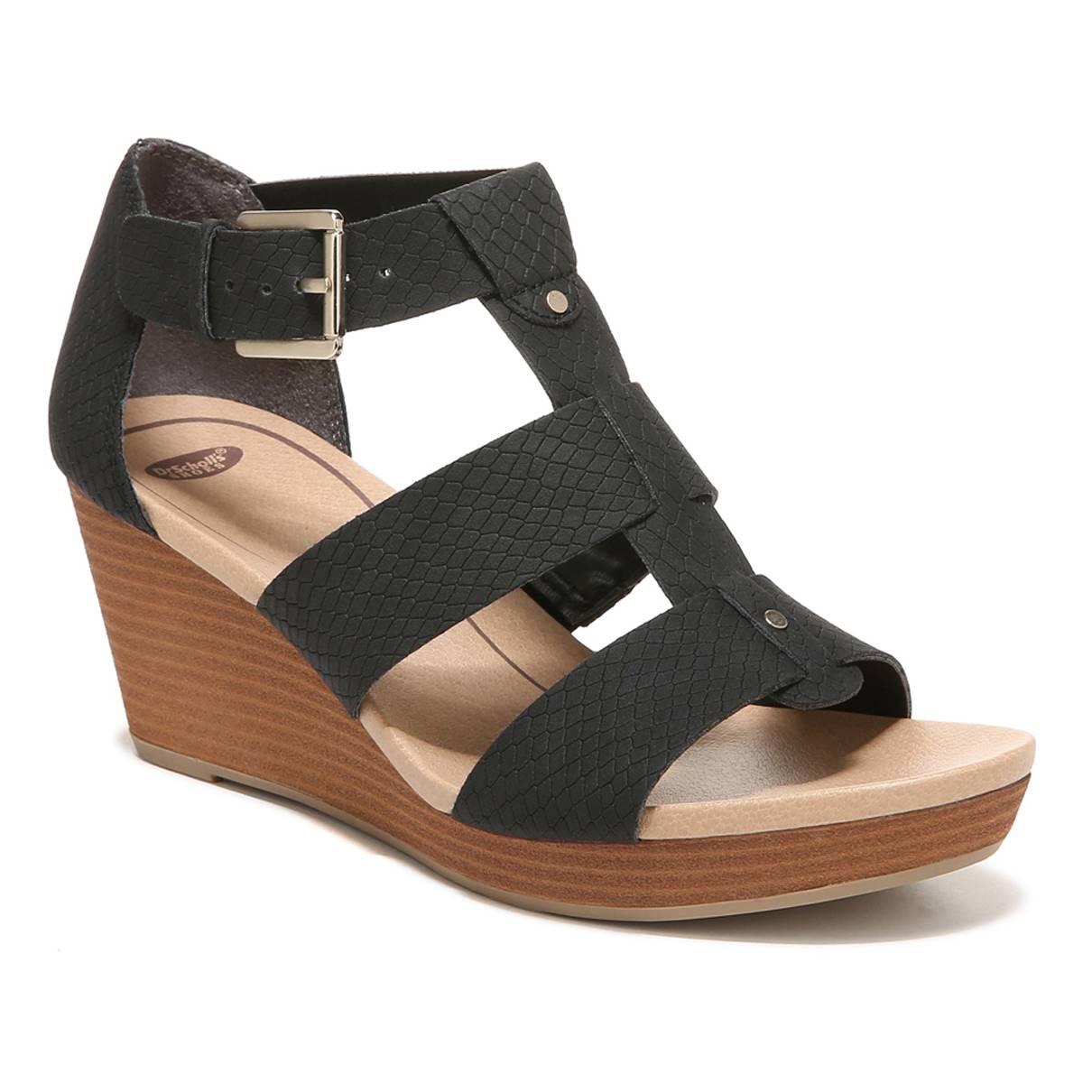 Womens Dr. Scholl’s Barton Snakeskin Wedge Sandals