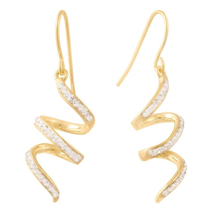Athra 14kt. Gold Over Brass Twisted Crystal Drop Earrings