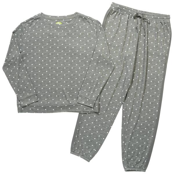 Womens White Orchid Long Sleeve Dot Henley Jogger Pajama Set - image 