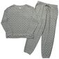 Womens White Orchid Long Sleeve Dot Henley Jogger Pajama Set - image 1