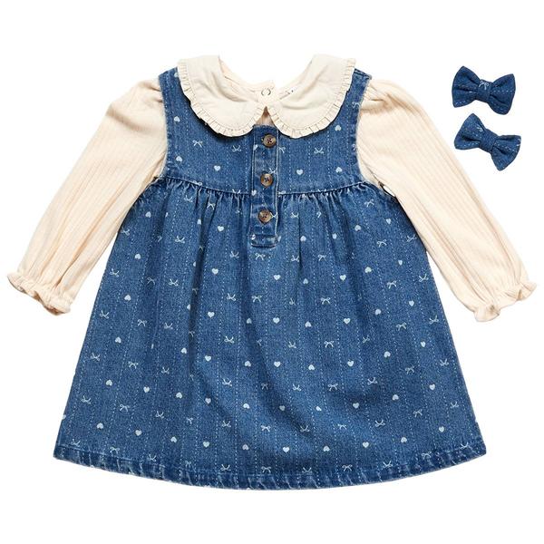 Baby Girl (12-24M) Nicole Miller 2pc. Denim Jumper Bodysuit Set - image 